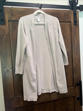 Isela Light Beige Open Front Long Cardigan